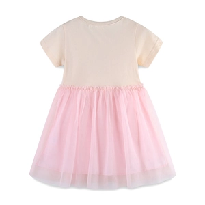 Robe de princesse rose à manches courtes pour filles avec jupe en tulle multicouche