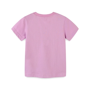 Back view of a plain lavender cotton kids T-shirt with a classic round neck