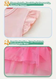 Detail von rosa Rüschenärmeln und mehrlagigem Tüllrock für Mädchen Prinzessinnenkleid
