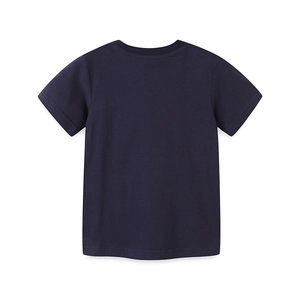 Classic navy blue cotton t-shirt for boys with short sleeves and a casual crew neck style