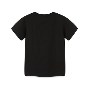 Classic black short-sleeve cotton T-shirt for boys with round neck in minimalist style