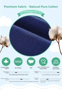 Dettaglio del tessuto in cotone blu scuro con trama morbida e traspirante