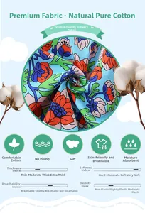 Dettaglio del tessuto in cotone blu a fiori con trama e qualità del materiale