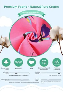 Detailed view of pink natural cotton fabric with purple butterfly print and soft texture