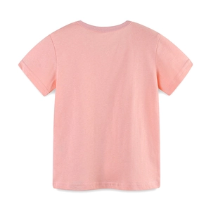 Pink cotton short sleeve t-shirt for girls featuring a classic round neck and a casual fit