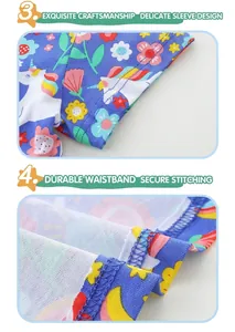 Detalle de vestido de algodón para niña con estampado de unicornio y dobladillo