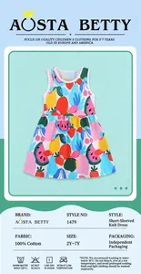 Tableau détaillé pour robe de fille sans manches en coton à motif de fruits colorés