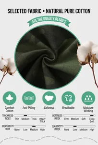 Vue détaillée du tissu en coton camouflage vert montrant sa texture douce et naturelle