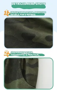 Détail du short camouflage pour garçon montrant la texture et la poche cargo