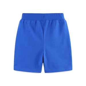 Royal blue knitted cotton shorts for boys featuring a comfortable elastic waistband