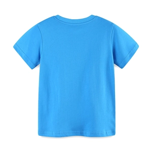 T-shirt en coton bleu ciel pour garçons avec col rond classique et maille de qualité