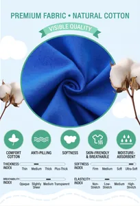 Gros plan sur le tissu en maille de coton bleu montrant la texture premium
