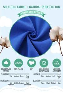 Macro detail of royal blue breathable cotton fabric with soft texture and high elasticity
