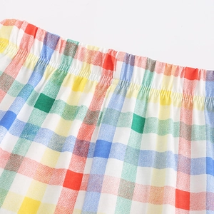 Kids colorful plaid cotton short set with elastic waistband and vibrant checkered pattern