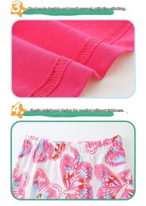 Dettaglio del set T-shirt da bambina con farfalle, vita elastica e cuciture rifinite