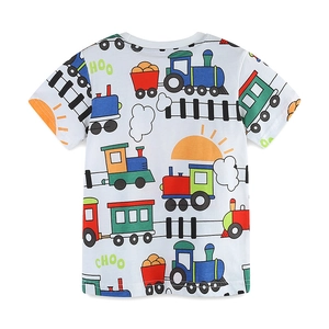 Jungen Baumwoll-T-Shirt in Weiß mit buntem Zug-Aufdruck und lässigem Rundhalsausschnitt