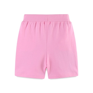 Pantaloncini sportivi rosa in cotone per bambina con vita elastica e trama a maglia fine