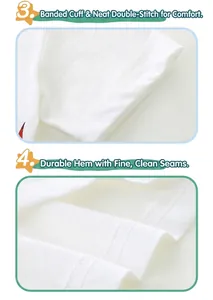 Détails des doubles coutures aux manches et à l'ourlet du t-shirt blanc pour garçons