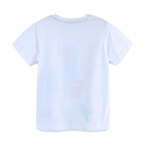 T-shirt classique blanc à manches courtes en coton pour garçons, vue de dos