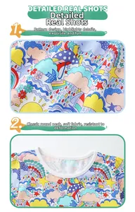 Détails de la robe en coton pour filles avec imprimés de dessins animés et col rond classique
