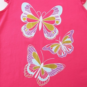 Completo t-shirt da bambina con stampa a farfalla e dettagli glitter in morbido cotone