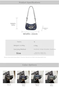 Detailed size specifications for the stylish bow underarm bag with dimensions and weight