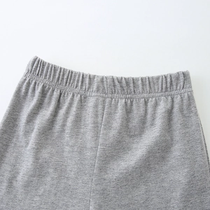 Boys summer cotton knit set featuring gray elastic waistband and smooth flat stitching