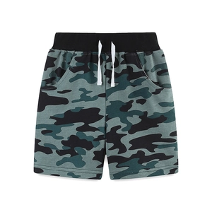 Short camouflage pour enfants avec taille élastique à cordon et poches pour l'été