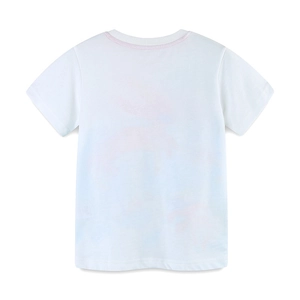 T-shirt en coton blanc pour garçons avec imprimé dos et détails tie-dye bleu-rose