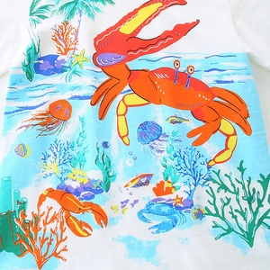 T-shirt blanc pour garçons avec imprimé cartoon créatures marines en coton confortable