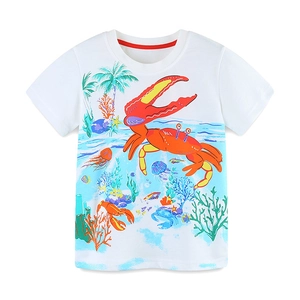 Ensemble d'été blanc pour enfants avec motifs de crabe et animaux marins