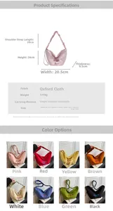 Detailed specs of the cloud-shaped oxford tote with dimensions and 8 color options