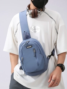 Men Large Capacity Nylon Sling Bag Waterproof Outdoor Sport Cycling Chest Bag Fashion Casual Travel Shoulder Backpack