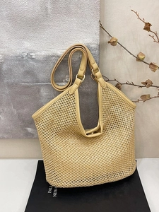 Sac Cabas Tissé en Paille Grande Capacité Plage Vacances Sac à Épaule Contraste Similicuir Tissé à la Main Femme Été
