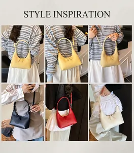 Dettaglio della borsa a mezzaluna in quattro colori che mostra lo stile e la consistenza