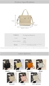 Detailed size chart and specifications for the stylish women's PU bucket handbag