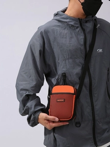 Men Nylon Mini Crossbody Bag Small Shoulder Phone Bag With Mesh Pocket Casual Outdoor Fashion Solid Messenger Bag Daily Use