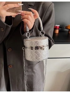 Mode Damen Glitzer Gesteppt Zylindrisch Mini Beuteltasche Crossbody Kette Handtasche Abend Niche High-end Lippenstift Tasche