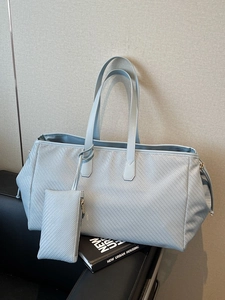 Sac Fourre-tout Grande Capacité Texture Tissée Pour Femmes Cuir PU Minimaliste Sac à Épaule Décontracté Ensemble De Deux Sac À Main