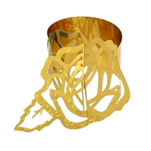 Golden mirror rose flower napkin rings with hollow design for wedding table decor
