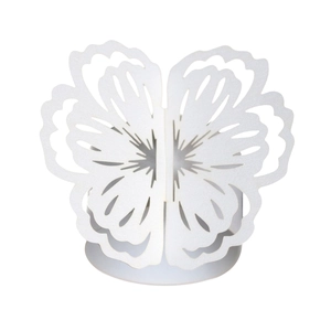 Detailed laser-cut hollow butterfly napkin ring in pearl white for wedding table decor