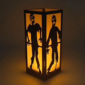 Halloween Zombie Silhouette Paper Lantern Lampshade Black Laser Cut Hollow Decorative Lamp Cover For Spooky Holiday Party Home Decor
