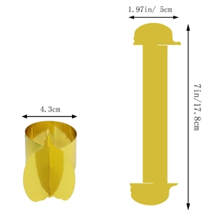 Close-up of golden pumpkin napkin ring dimensions showing mirrored finish and size details