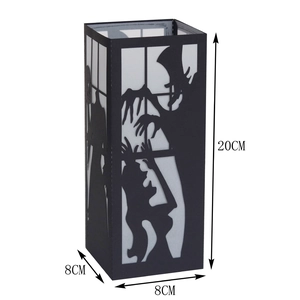 Detail of 20cm Halloween witch lantern with black cutout silhouette and matte lining