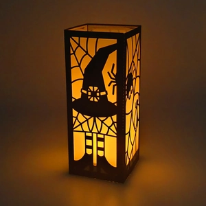 Halloween Party Black Spider Web Lampshade Laser Cut Paper Lantern Cover Witch Hat Spider Pattern Festive Table Decoration Lampshade Only Without Light