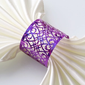 Laser Cut Hollow Napkin Rings Glitter Pearlescent Paper Napkin Buckle For Wedding Banquet Party Hotel Table Decoration