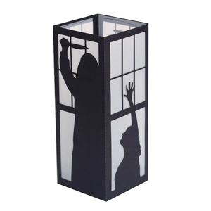 Halloween black cardstock paper lantern with hollow horror movie silhouette patterns