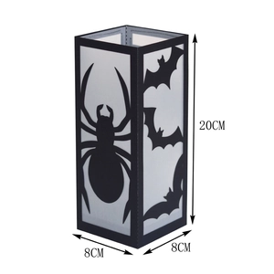 Detail of a 20cm Halloween paper lantern featuring cut-out spider and bat silhouettes
