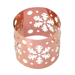 Rose gold snowflake napkin ring with laser-cut design for Christmas party table decor