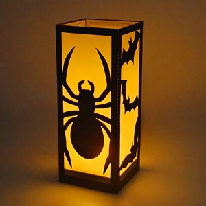 Halloween Hollow Paper Lampshade Black Spider Bat Witch Skull Design LED Candle Cover For Party Festive Home Decor Ornaments